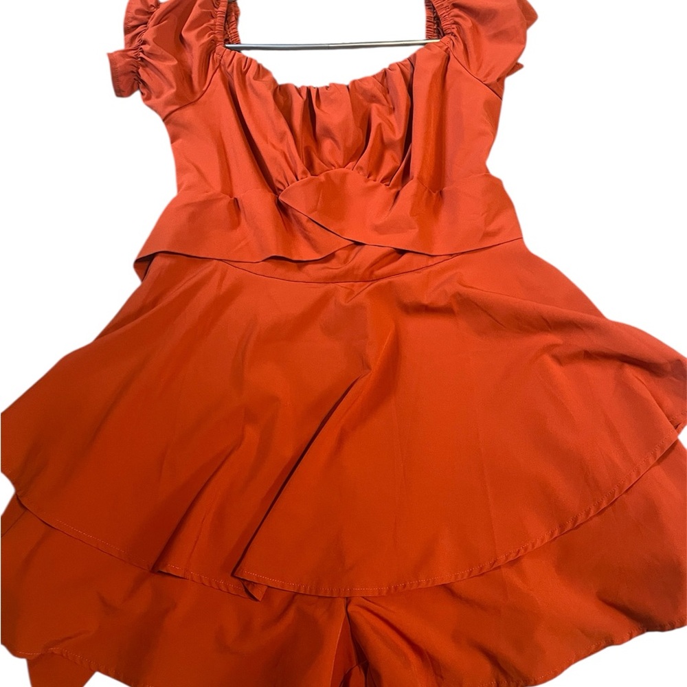 Stylish Orange Dress with Ruffle Details